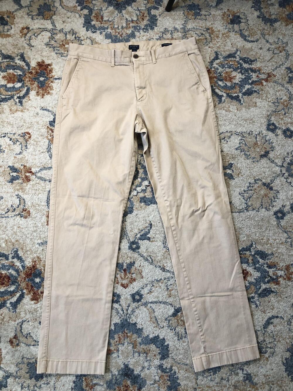 J Crew Pants Mens 35x30 Khaki Beige Flex Straight Chinos Stretch Casual Classic